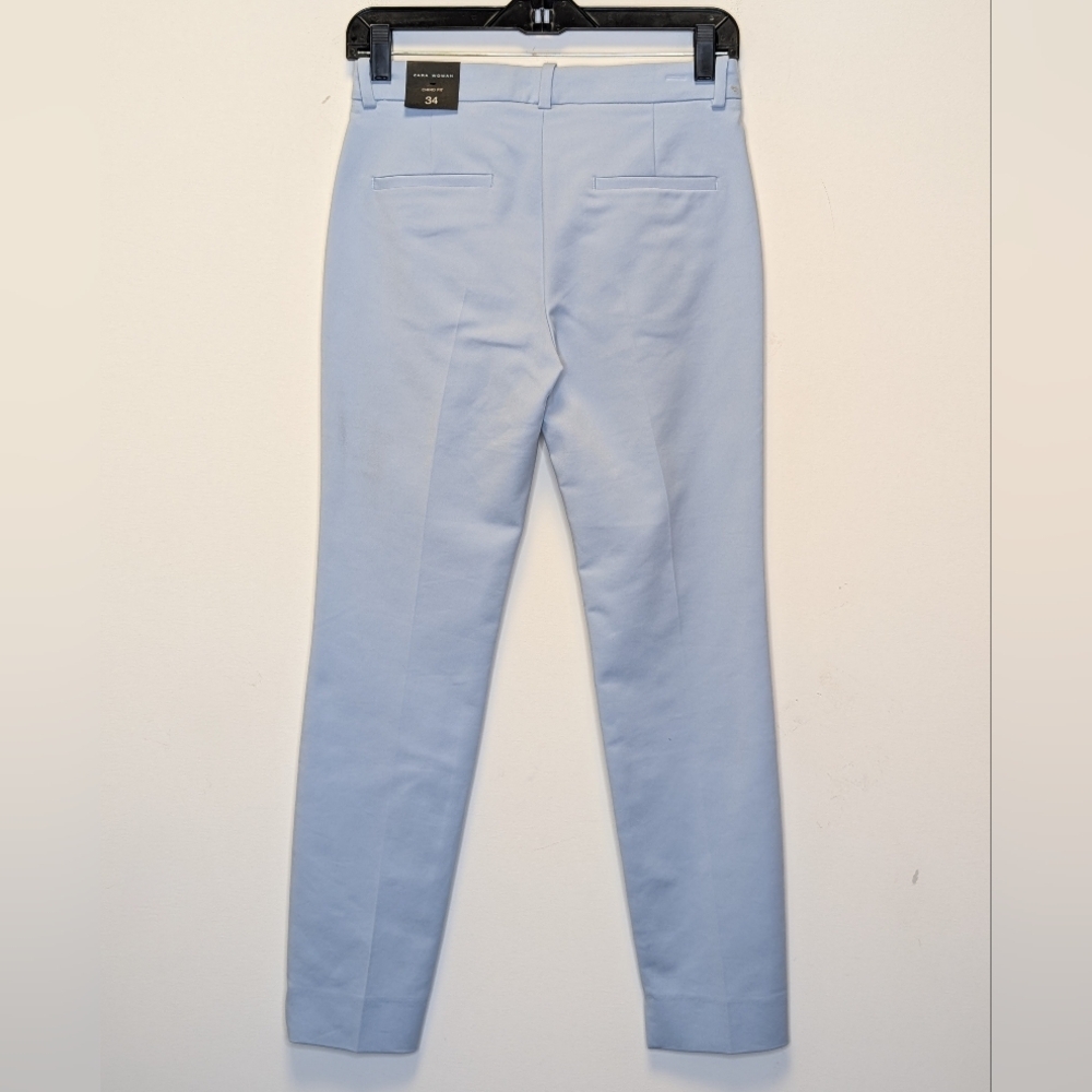 Zara Woman Chino Fit Pants Size 2 Light Blue Tailored Slim Ankle - Picture 8 of 14